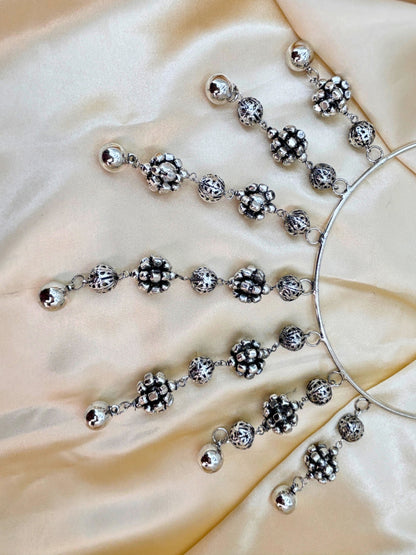 Women Oxidised Silver-Plated Boho Fringe Choker Necklace