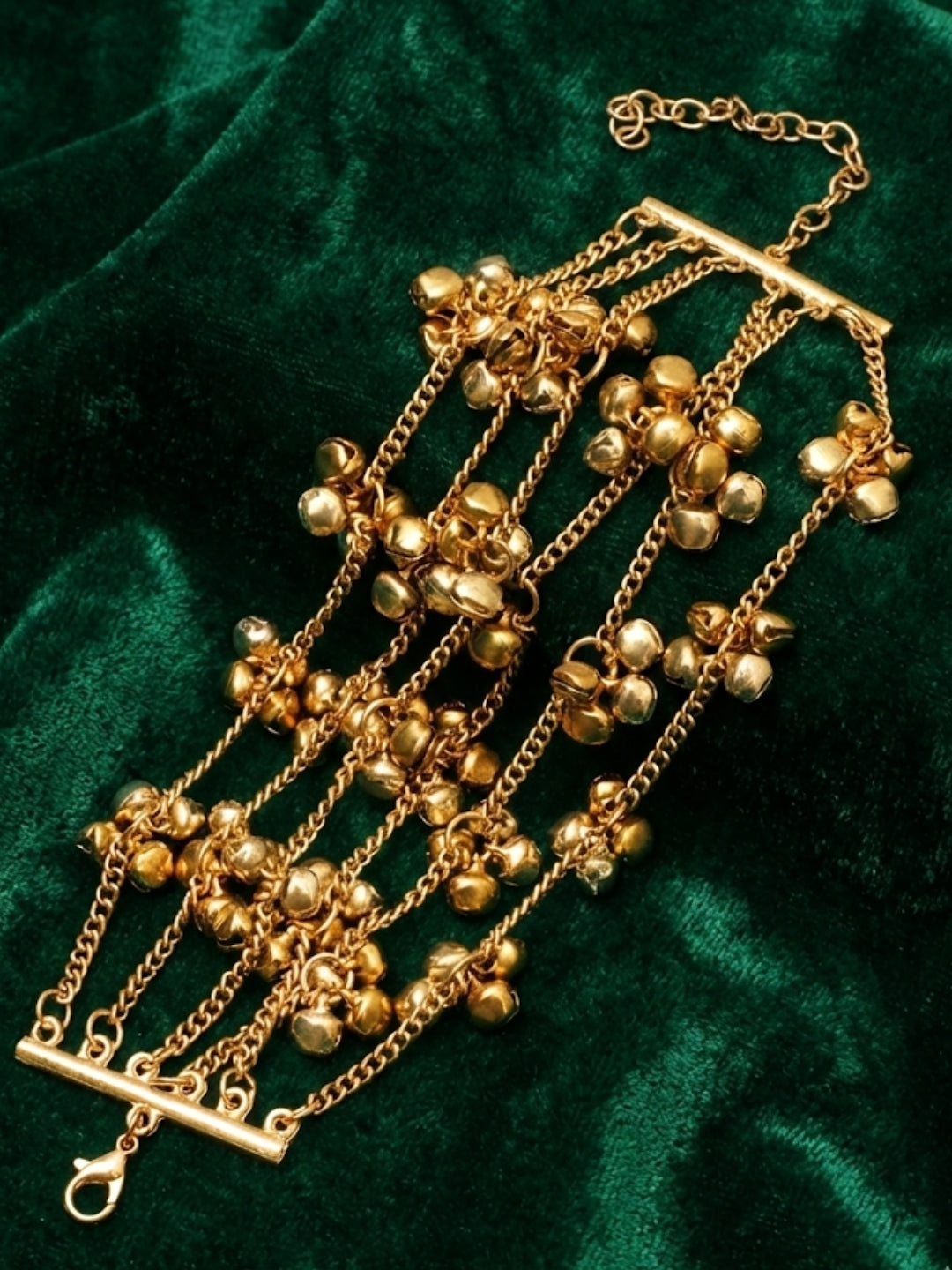 VIVAZS Oxidised Gold-Plated Multi-Layered Chain Bracelet with Gungaroo