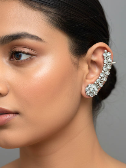 VIVAZS Oxidised Silver Plated Earcuff Earrings