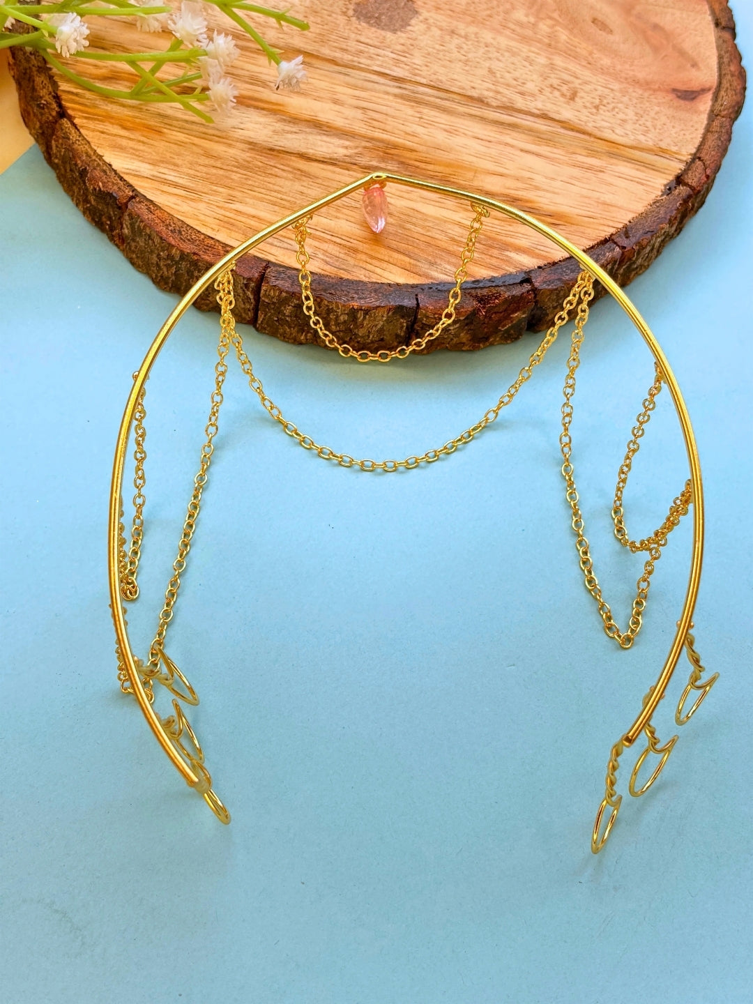 Gold-Plated Layered Chain Draped Hair Tiara