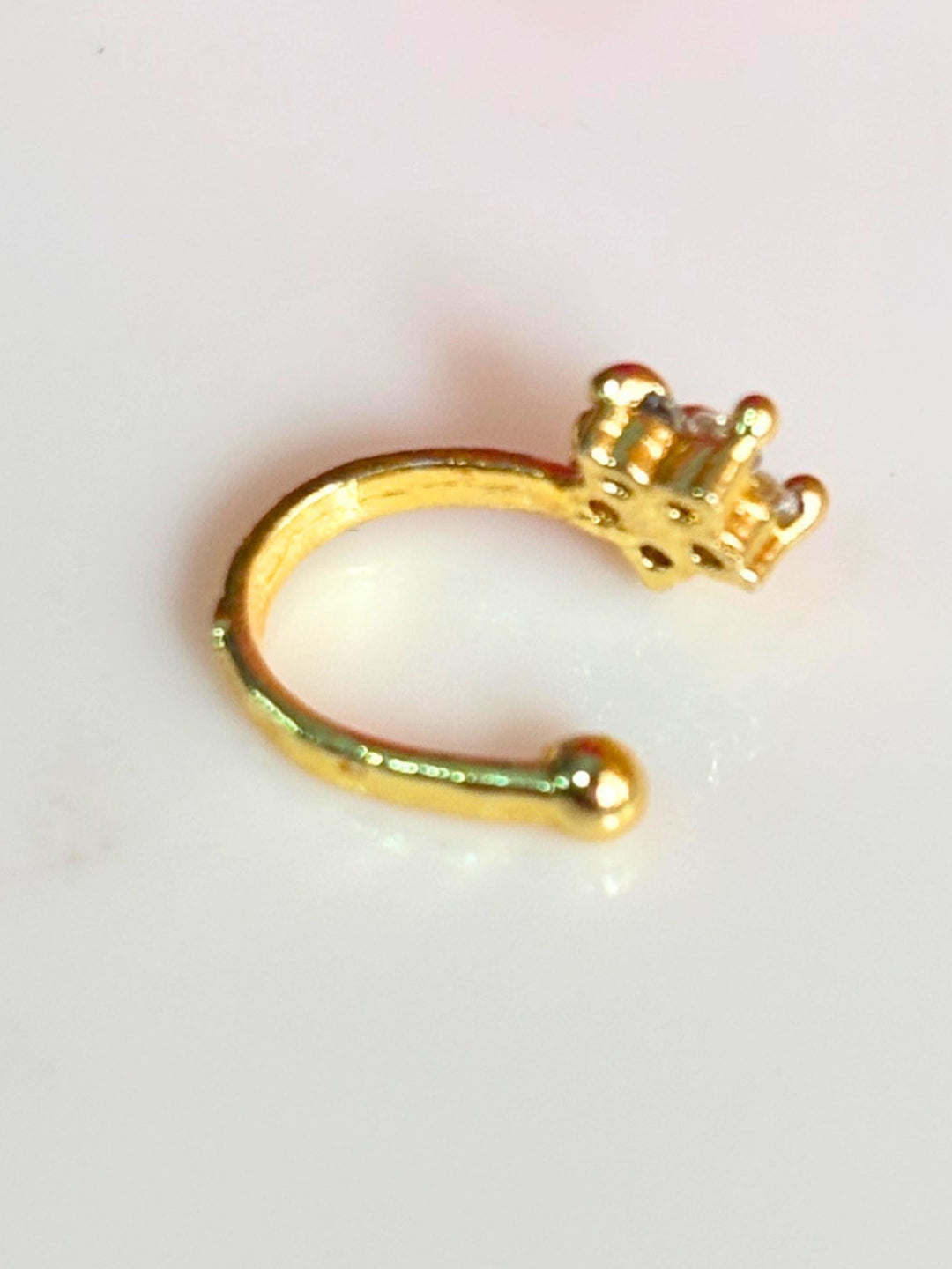 22K Gold-Plated Cubic Zirconia Studded Floral Nosepin