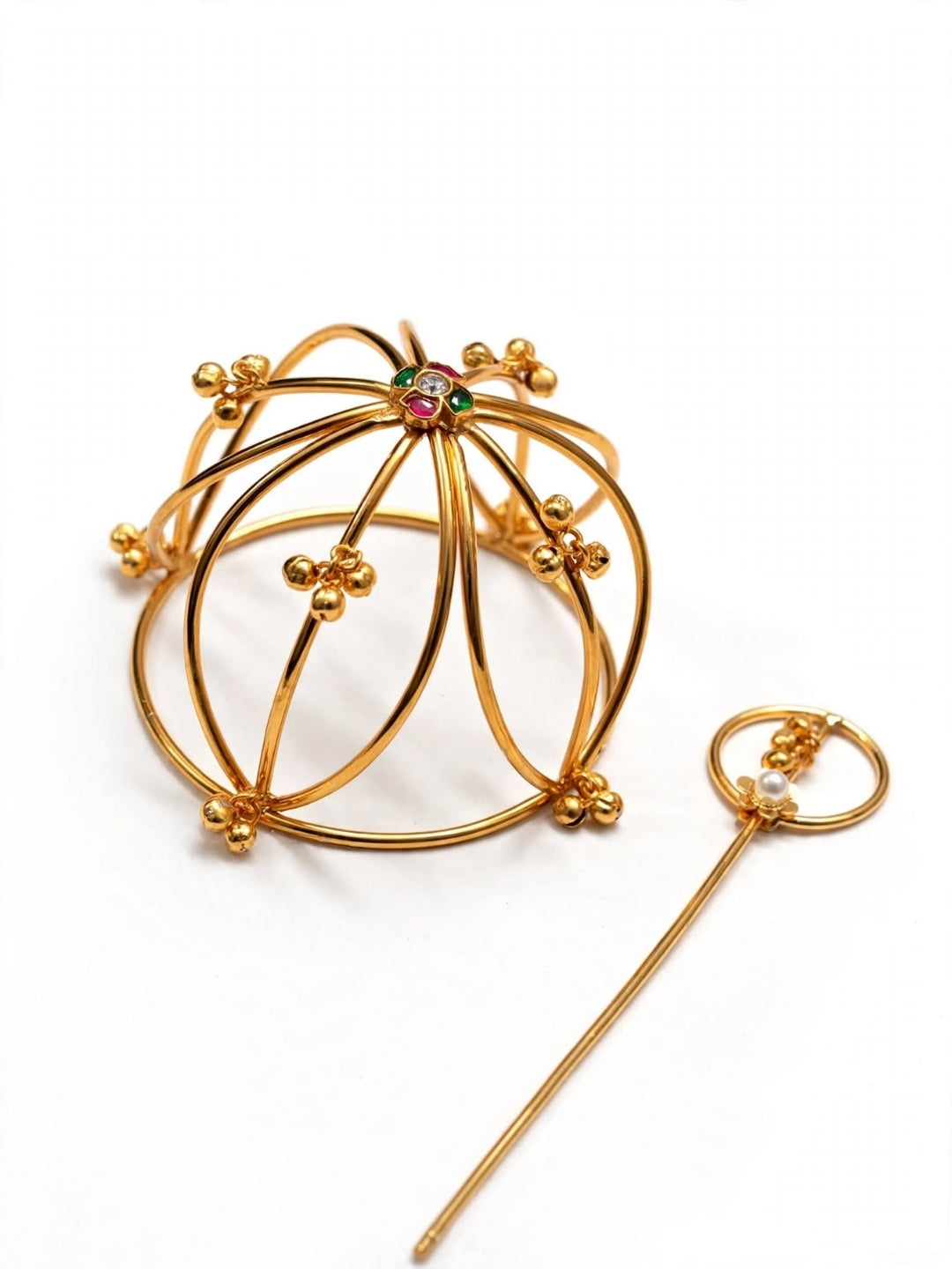 Gold-Plated Traditional Floral Hair Juda Pin