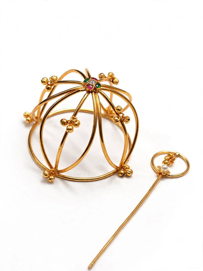 Gold-Plated Traditional Floral Hair Juda Pin