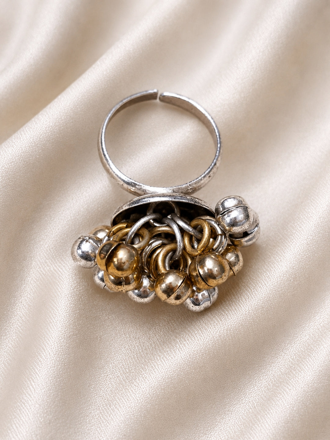 Women Gold-Plated Ghungroo Statement Adjustable Ring