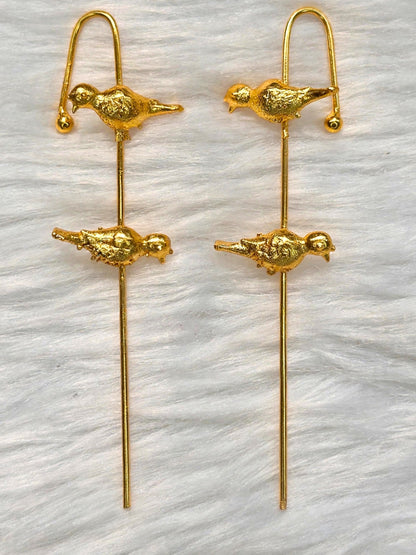 Gold-Plated Bird Motif Statement Earcuff Earrings