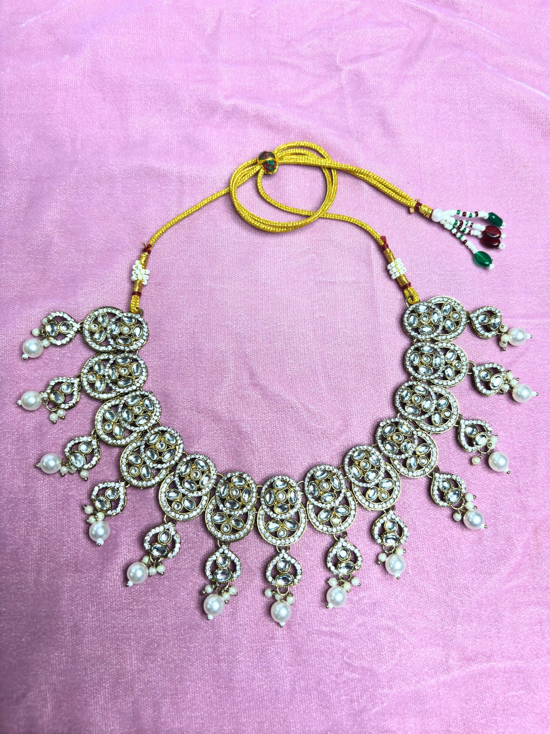 Gold-Plated Kundan -Studded & Beaded Studded Bridal Jewellery Set