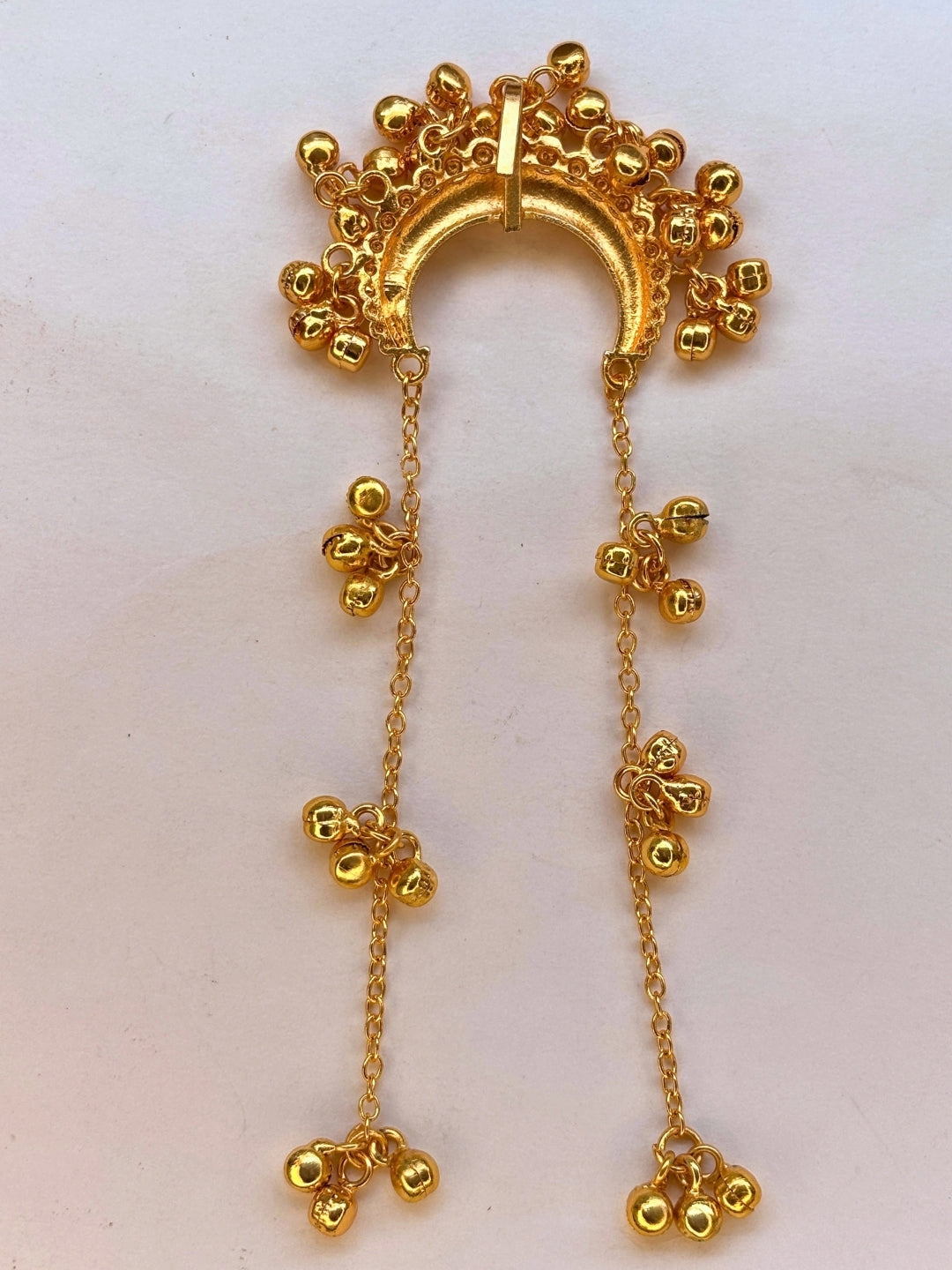 Gold-Plated Traditional Ghungroo Chain Hair Juda Pin