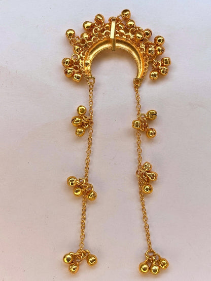 Gold-Plated Traditional Ghungroo Chain Hair Juda Pin