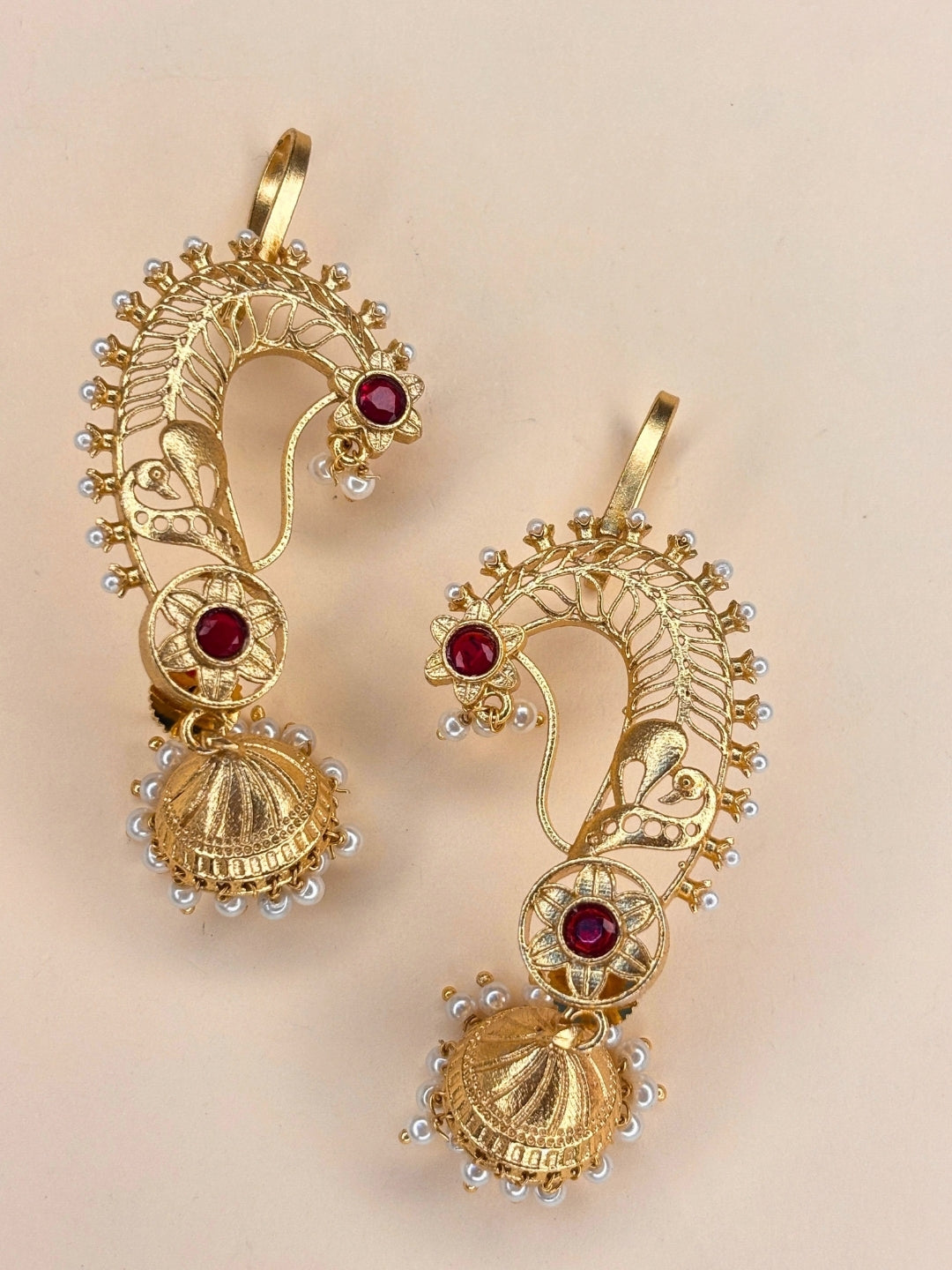 Gold-Plated Peacock Shaped Ear Cuff Earrings