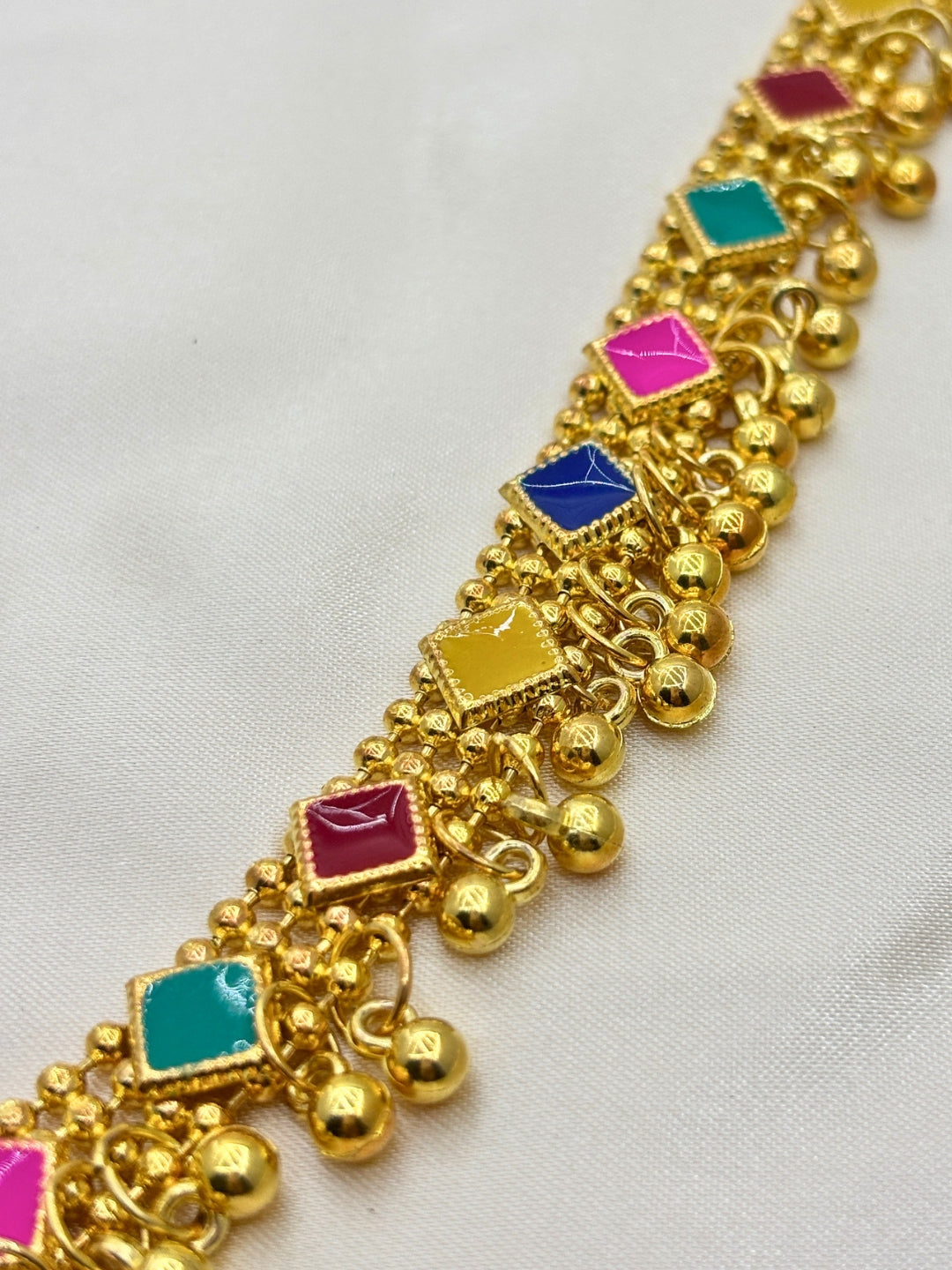 Women Gold-Plated Multicolour Stone Studded Kamarbandh Waist Belt