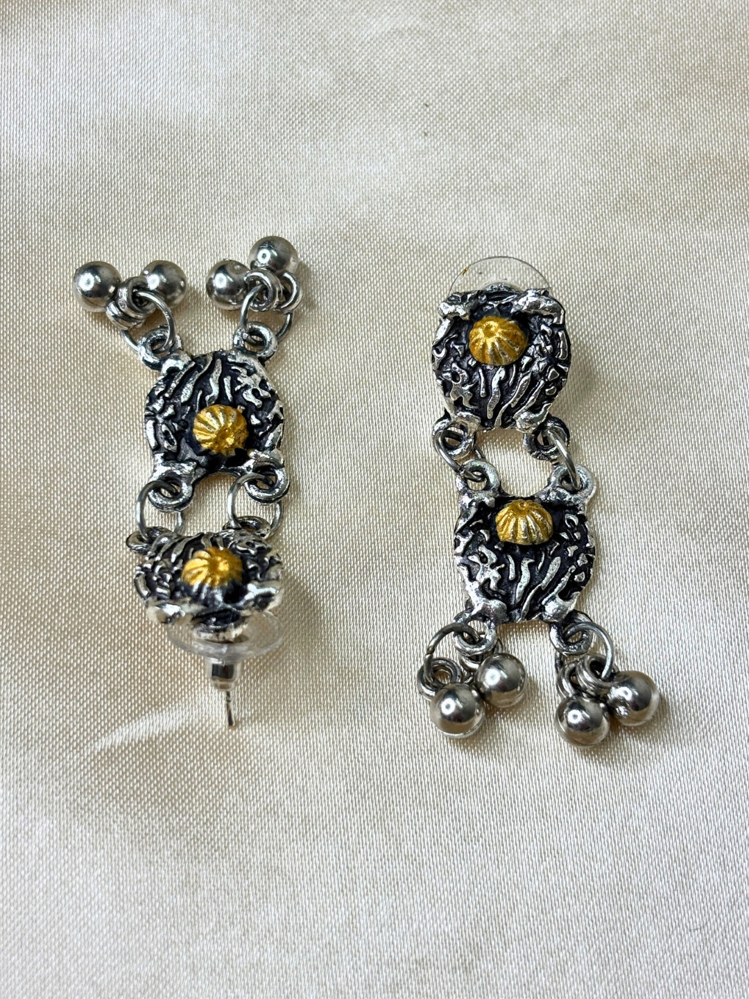 Women Oxidised Silver-Plated & Gold-Toned Stone Studded Long Pendant Necklace Jewellery Set