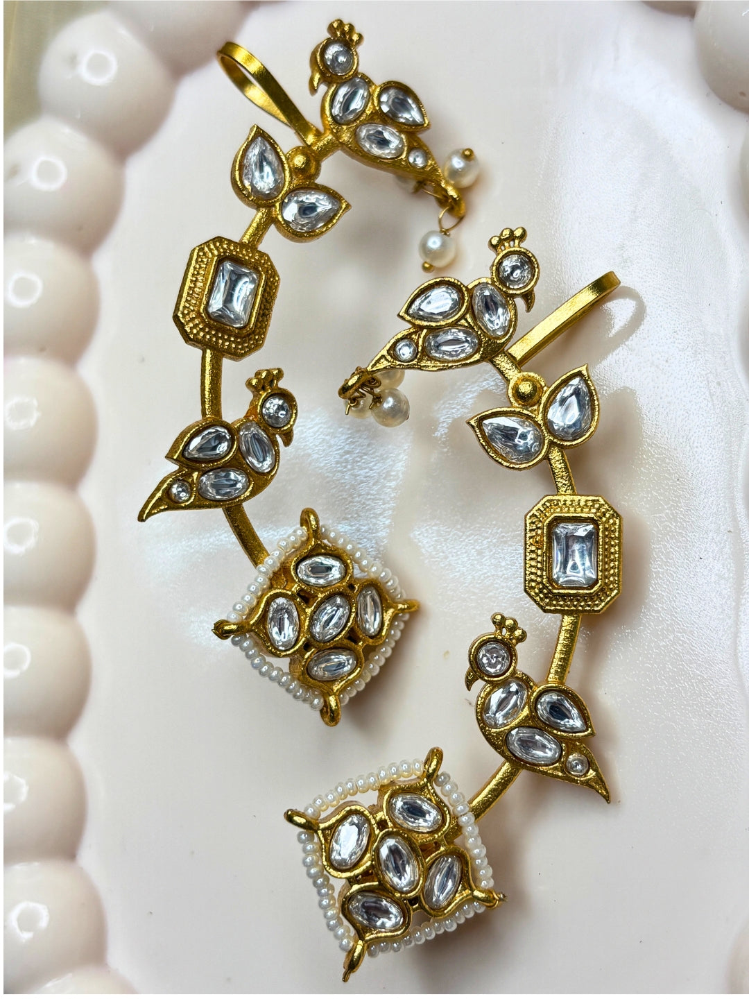 VIVAZS Gold Plated Contemporary Ear Cuff Earrings
