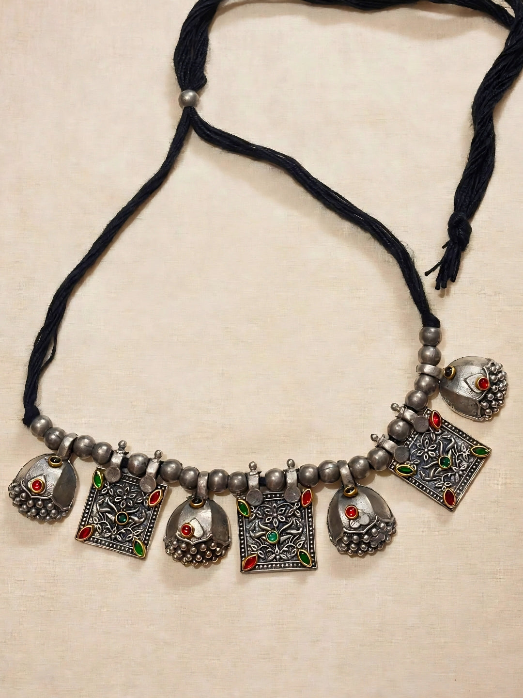 Silver-Plated Oxidised Jewellery Set