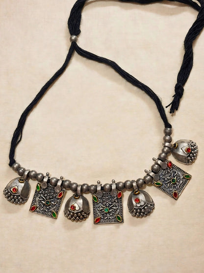 Silver-Plated Oxidised Jewellery Set