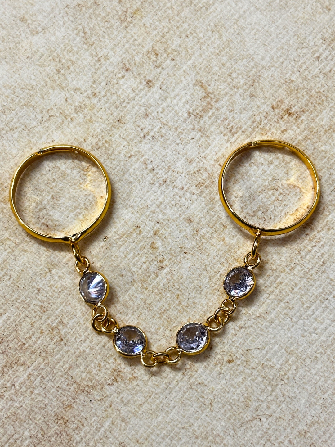 Gold-Plated AD Stones Studded Finger Ring