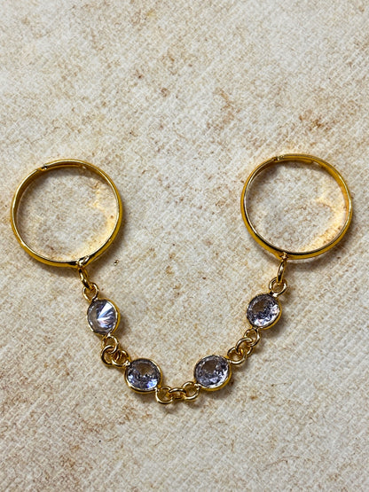 Gold-Plated AD Stones Studded Finger Ring