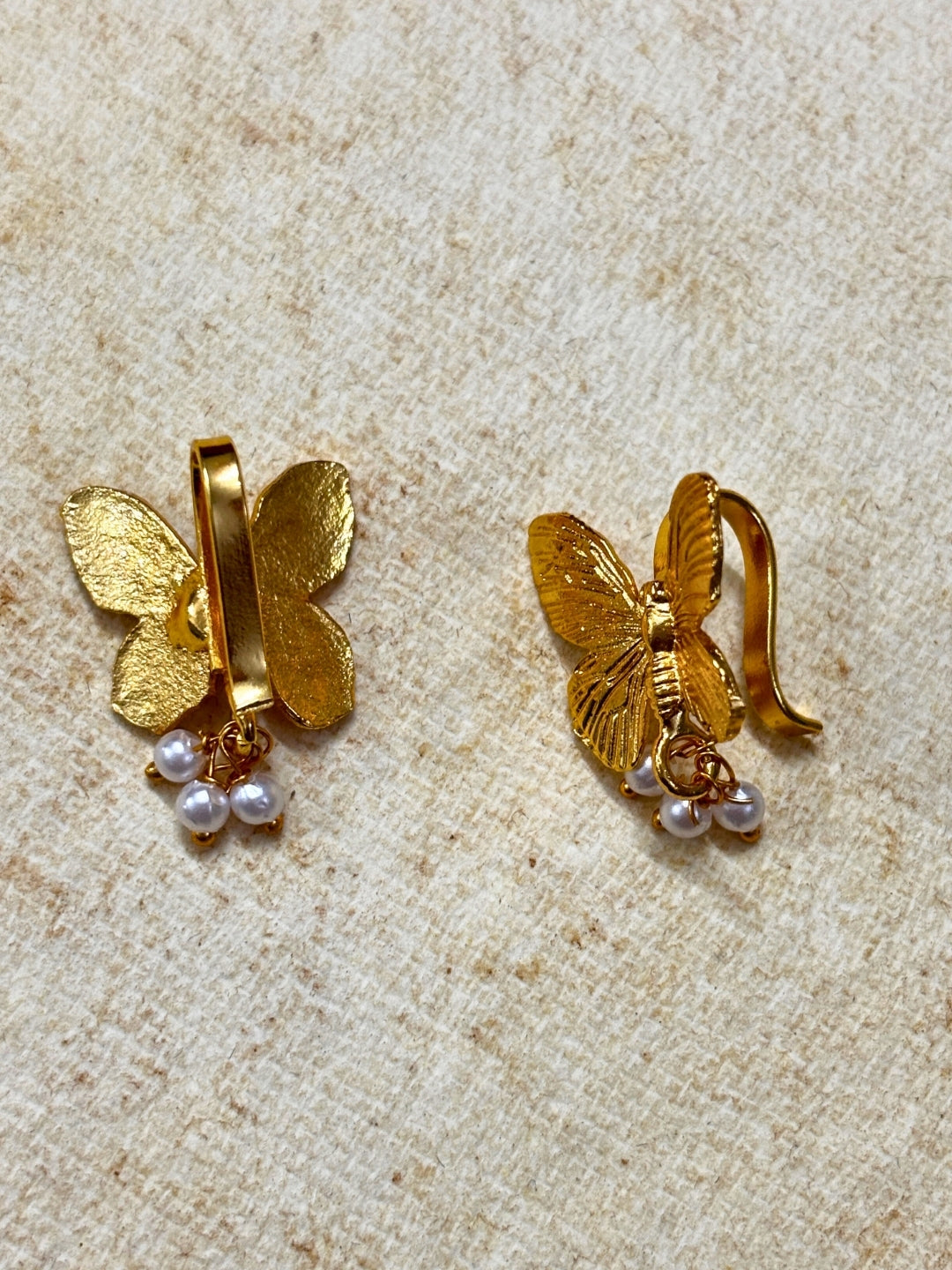 Gold-Plated Stone-Studded Butterfly Bugadi Earrings