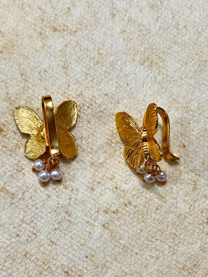 Gold-Plated Stone-Studded Butterfly Bugadi Earrings