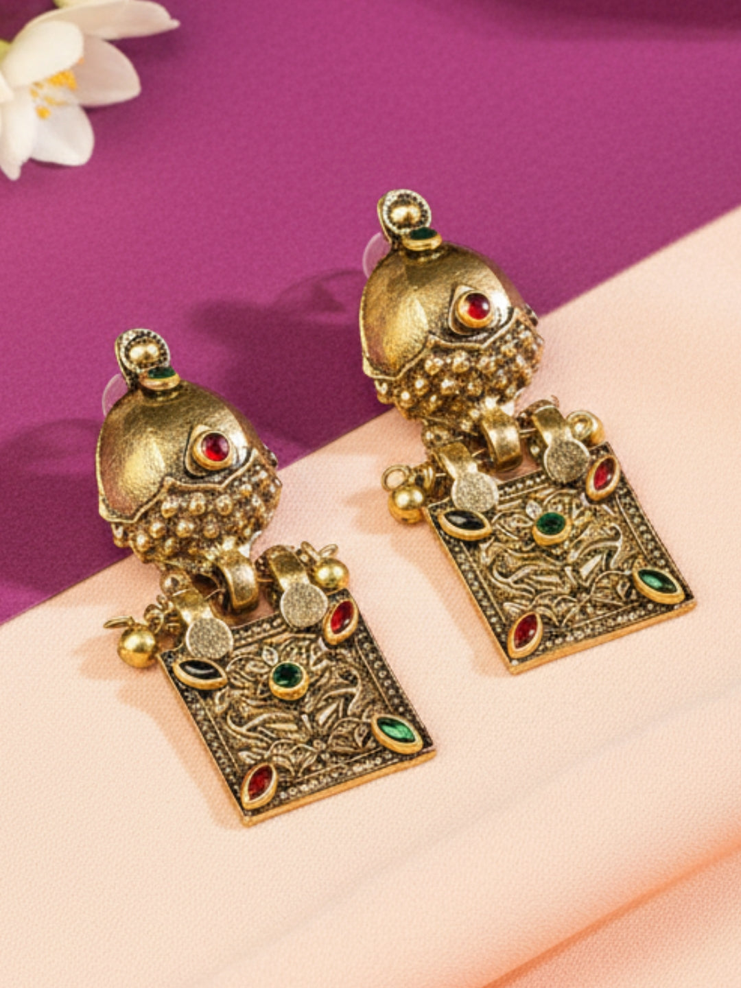 VIVAZS Gold Plated Oxidised Choker Necklace and Earrings(Golden)