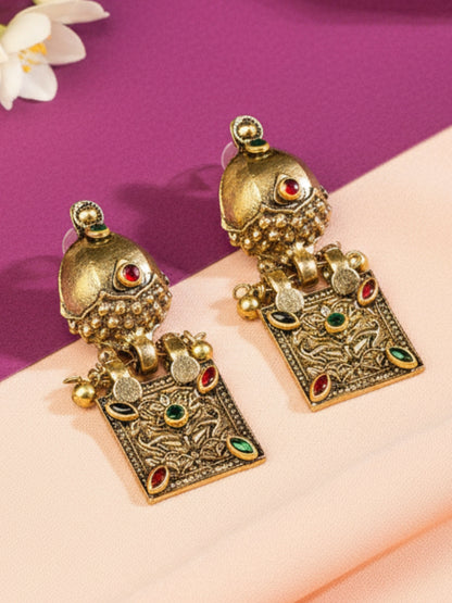 VIVAZS Gold Plated Oxidised Choker Necklace and Earrings(Golden)