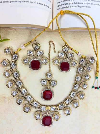 Gold-Plated Traditional Kundan Choker Jewellery Set