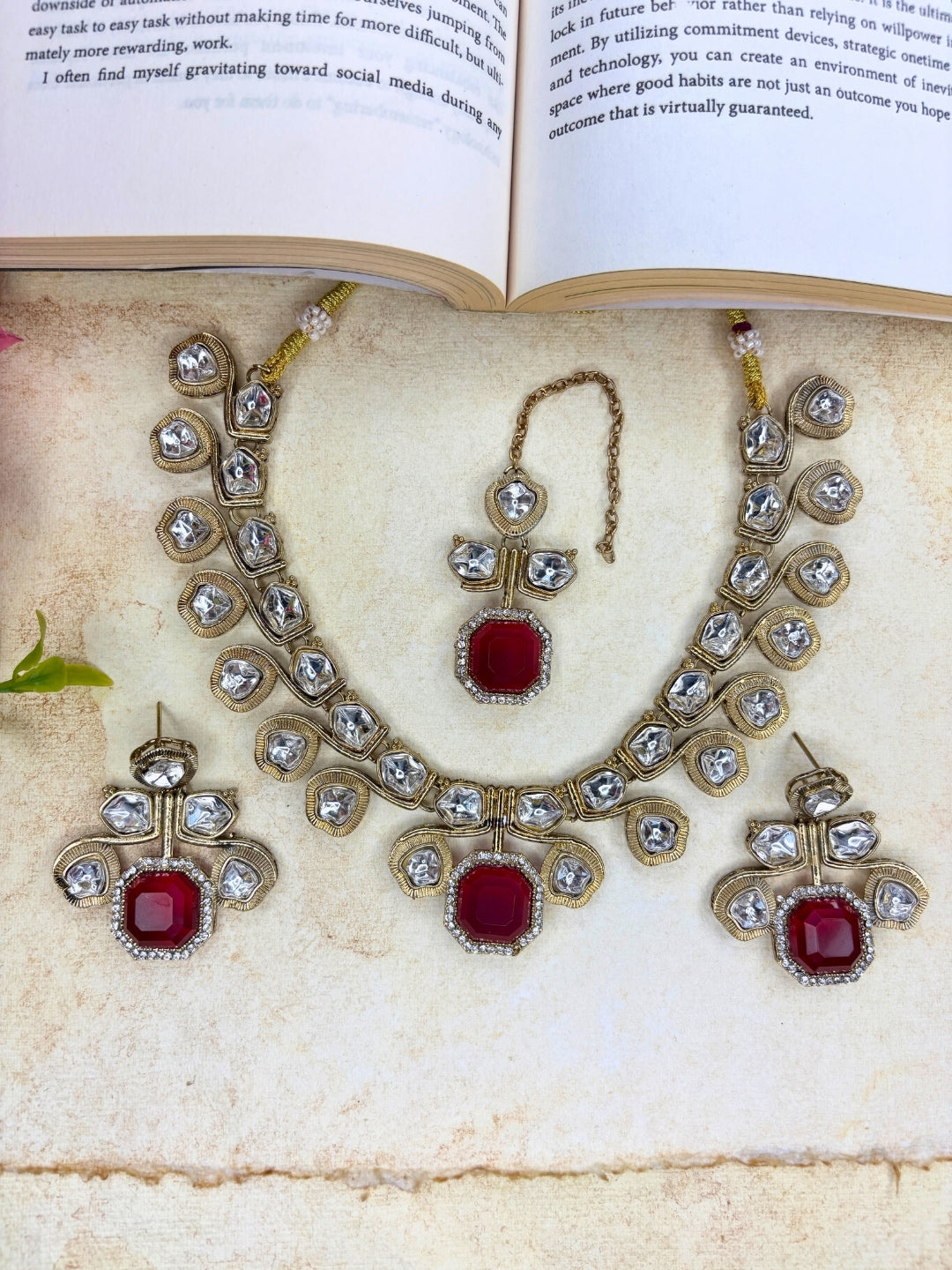 Gold-Plated Traditional Kundan Choker Jewellery Set