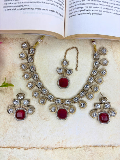 Gold-Plated Traditional Kundan Choker Jewellery Set