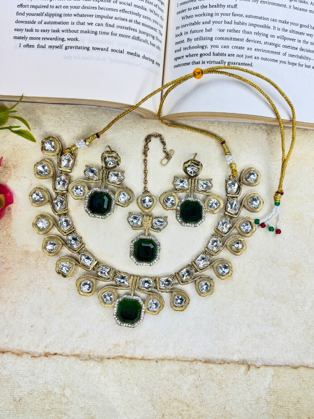 Gold-Plated Traditional Kundan Choker Jewellery Set