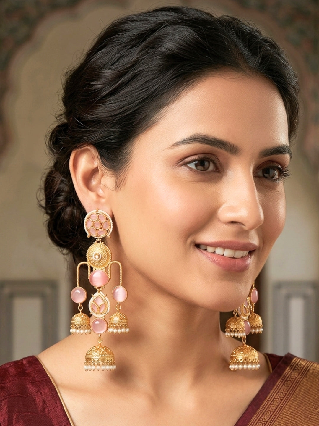 VIVAZS Kashmiri Drop Jhumkas Earrings