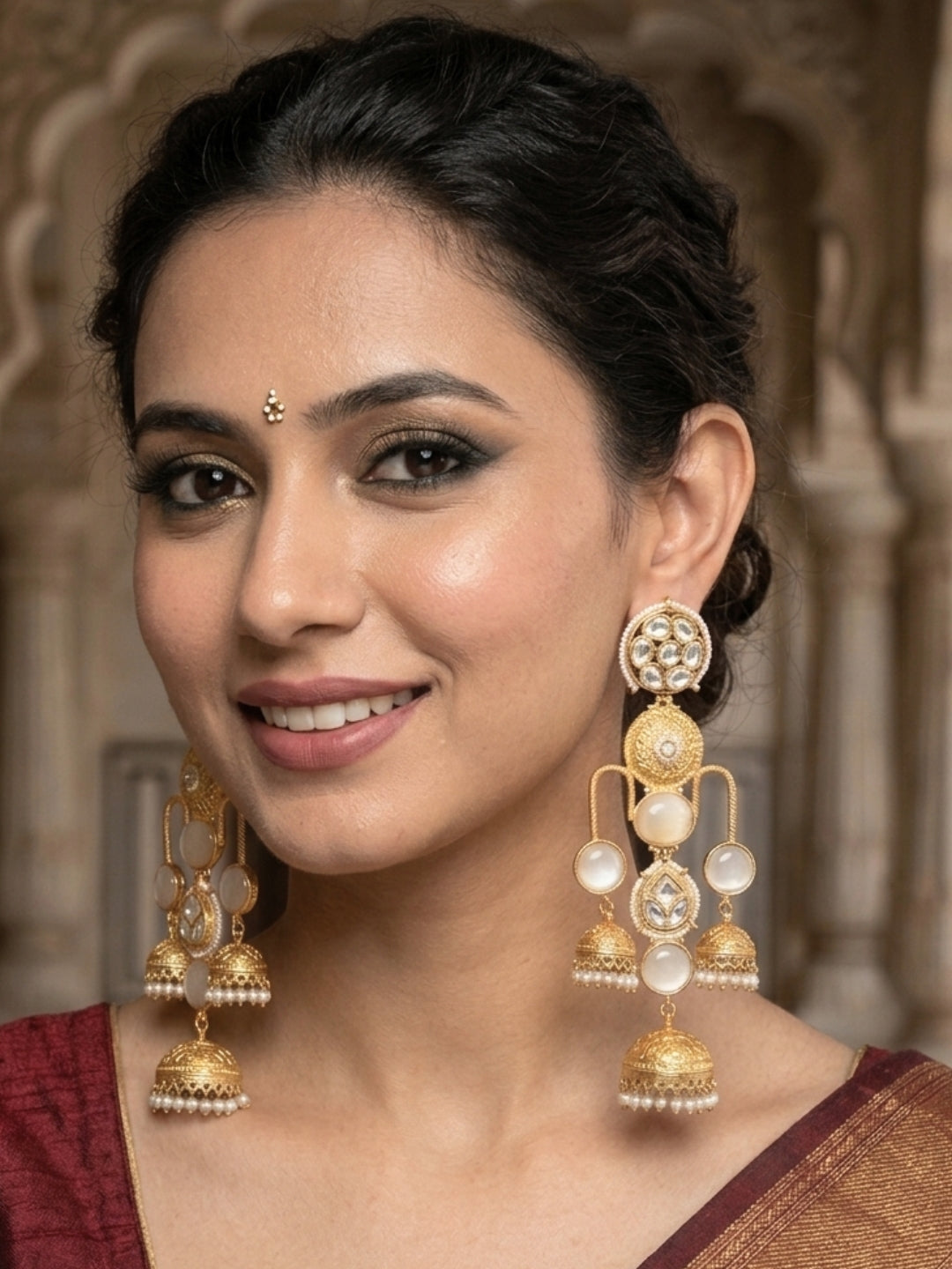 VIVAZS Kashmiri Drop Jhumkas Earrings