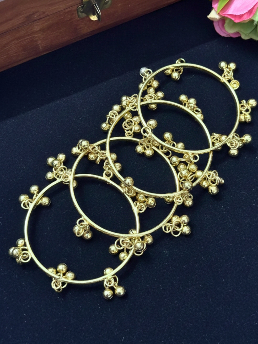 VIVAZS Set of 4 18K Gold Plated Adjustable Gungaroo Traditional Bangles