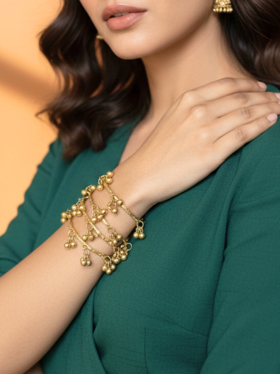 VIVAZS Set of 4 18K Gold Plated Adjustable Gungaroo Traditional Bangles