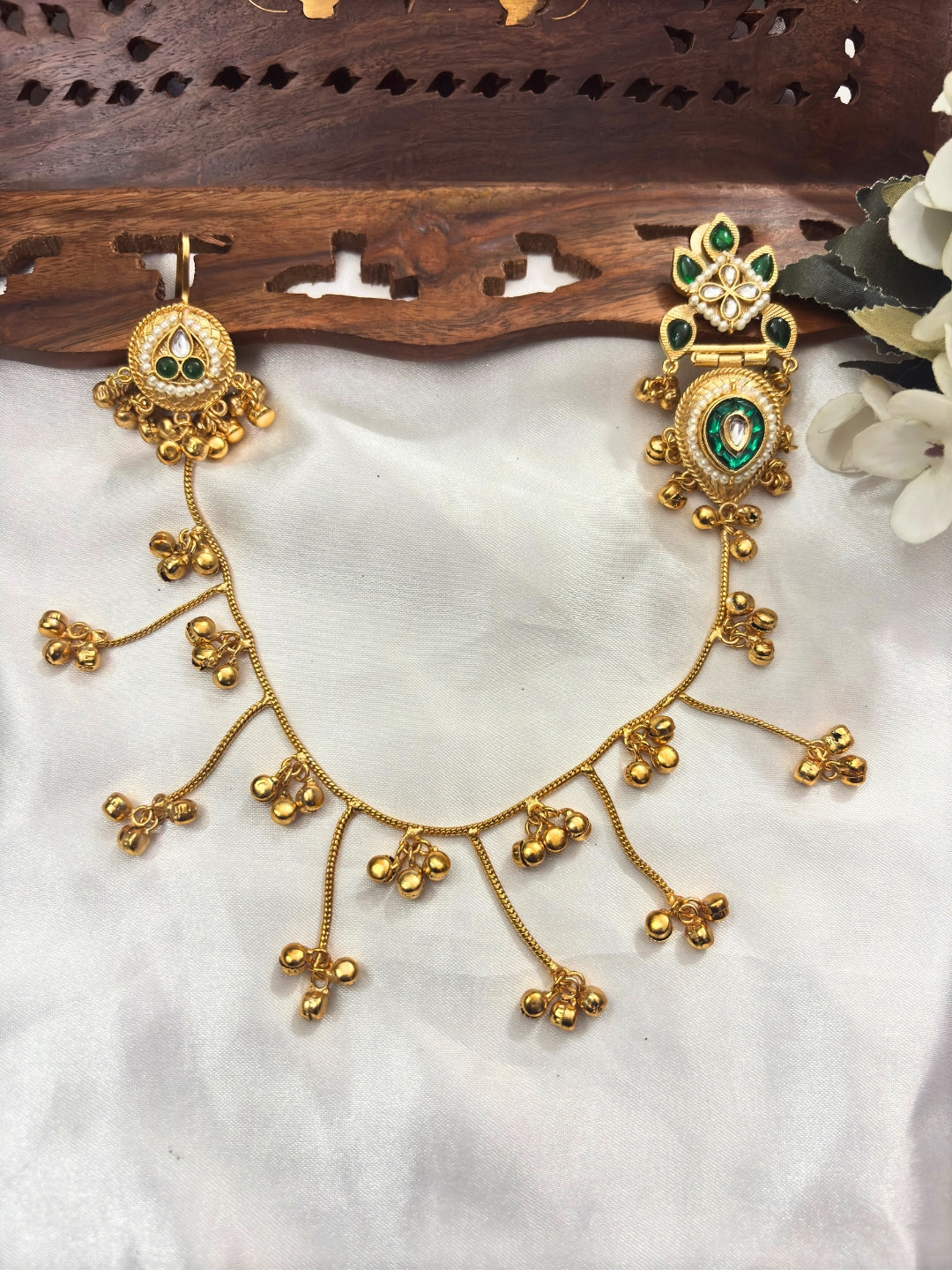 VIVAZS Gold Plated Kundan Studded Earchain KanChain Earrings