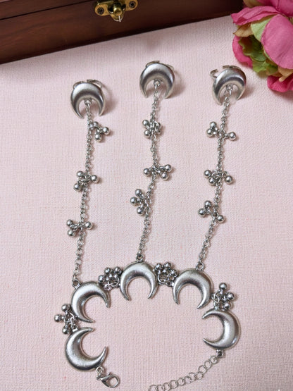 Silver Plated Hathphool Ring Bracelet