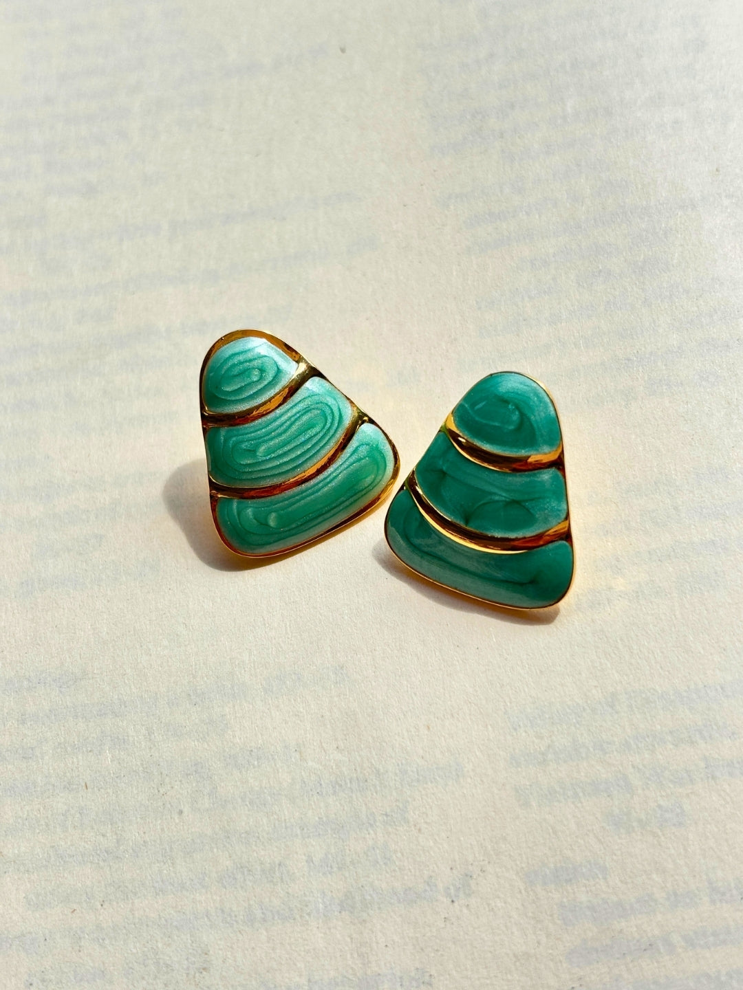 Gold-Plated Stainless Steel Green Anti-Tarnish Studs Earrings