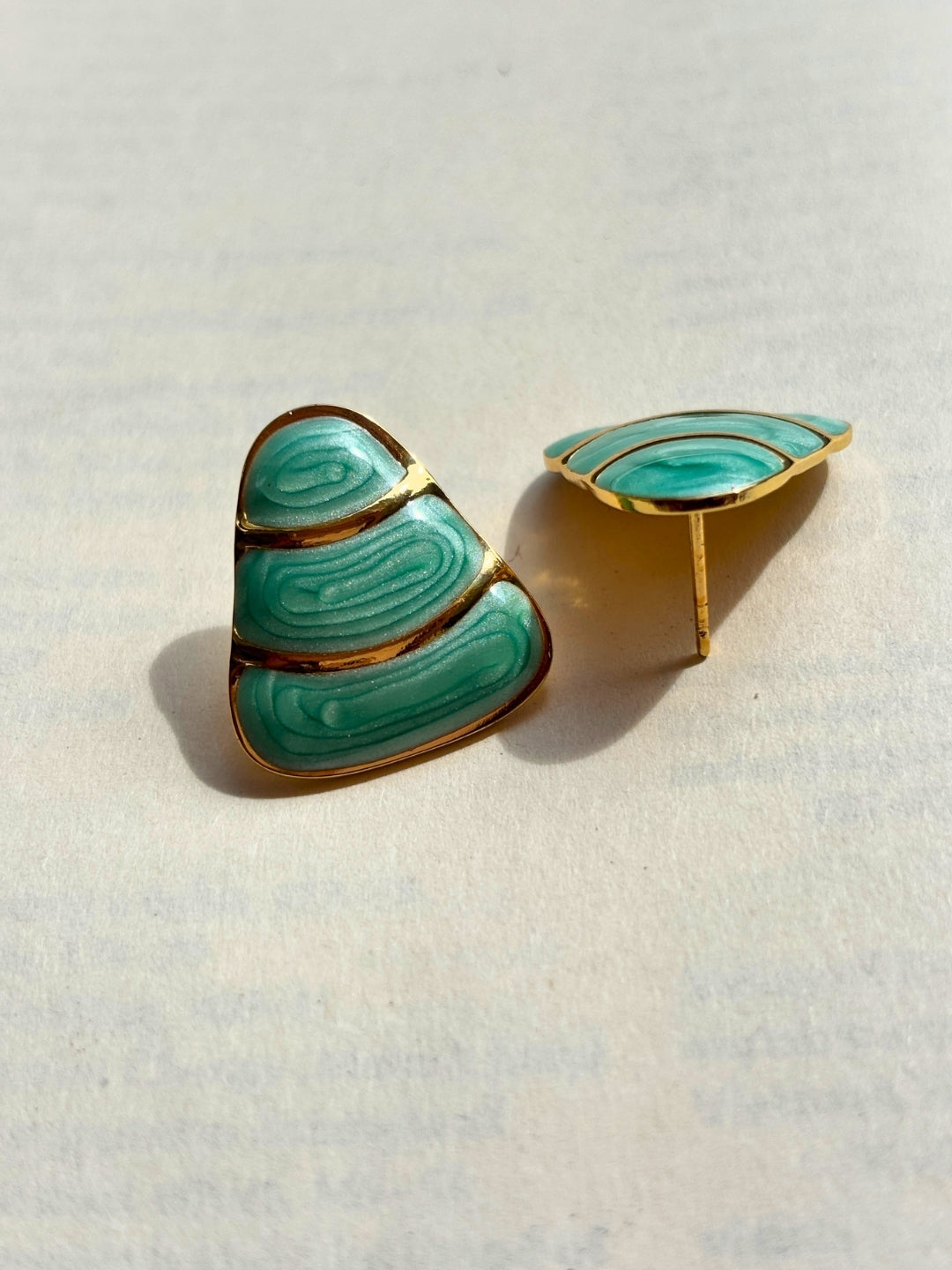 Gold-Plated Stainless Steel Green Anti-Tarnish Studs Earrings