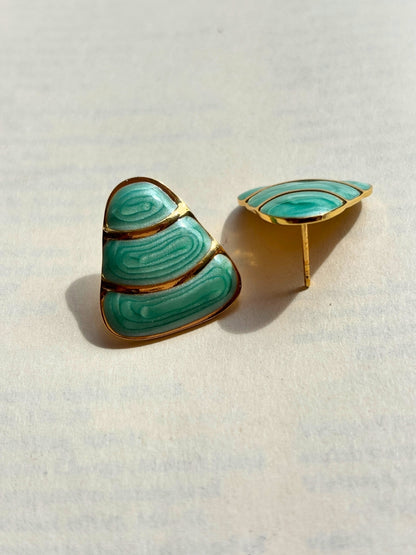 Gold-Plated Stainless Steel Green Anti-Tarnish Studs Earrings