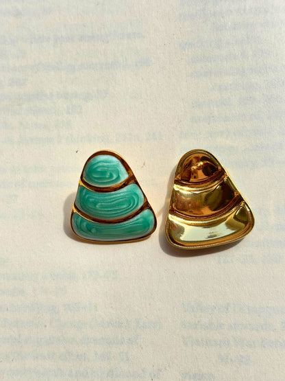 Gold-Plated Stainless Steel Green Anti-Tarnish Studs Earrings