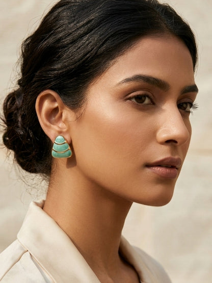Gold-Plated Stainless Steel Green Anti-Tarnish Studs Earrings