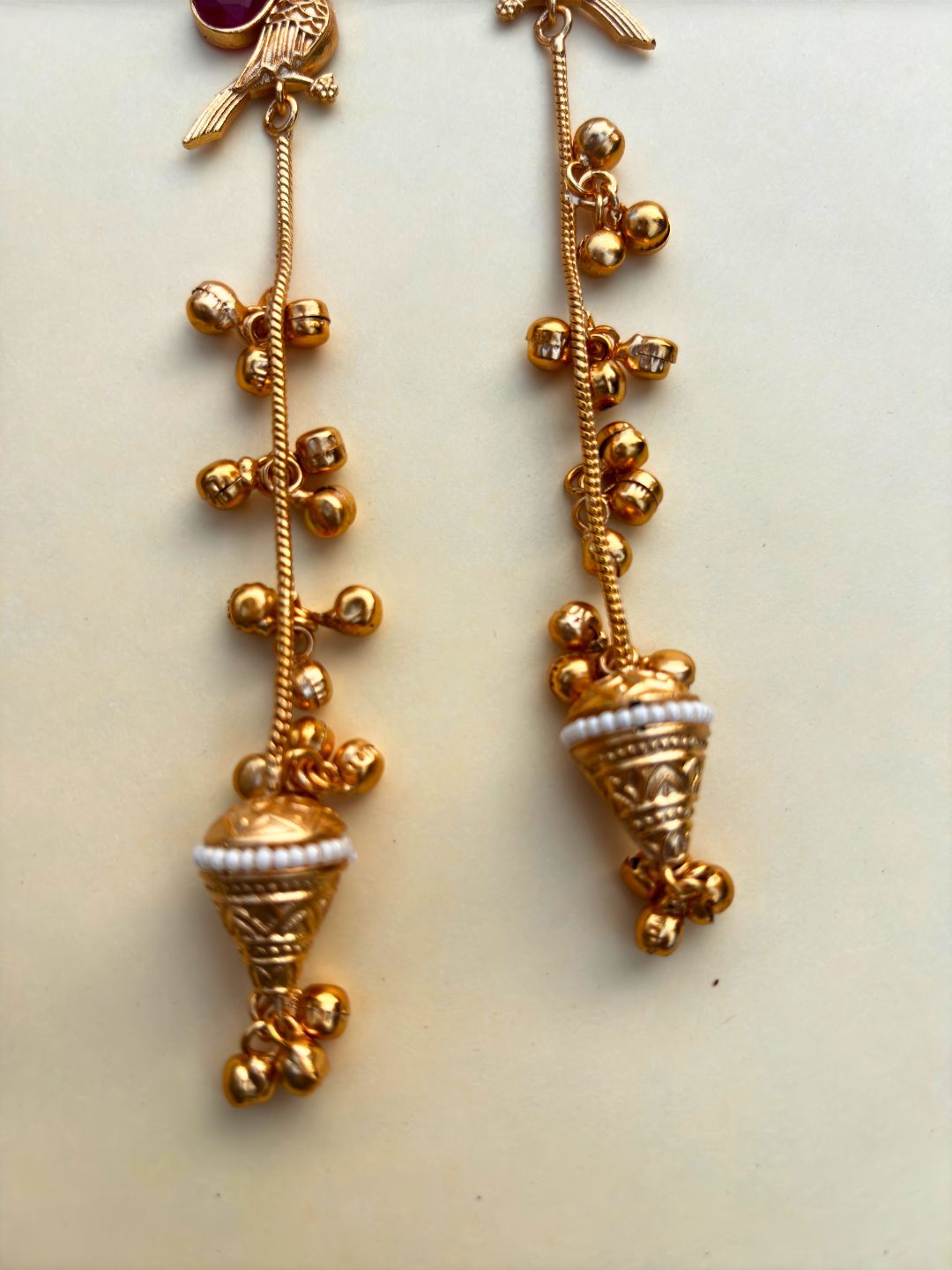 VIVAZS Gold Plated Kashmiri Long Drop Earrings (Mint)