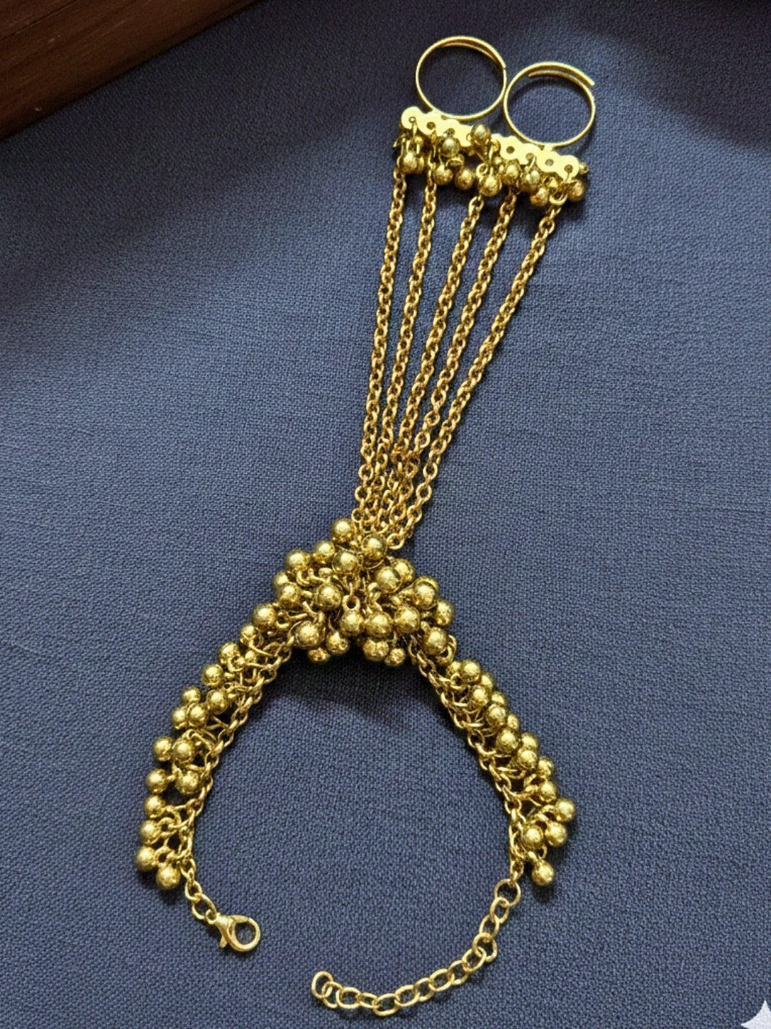 Gold Plated Hathphool Ring Bracelet(One Hand Only)