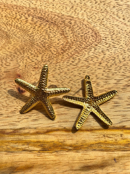 Gold-Plated Stainless Steel Anti-Tarnish Contemporary  Starfish Textured Studs
