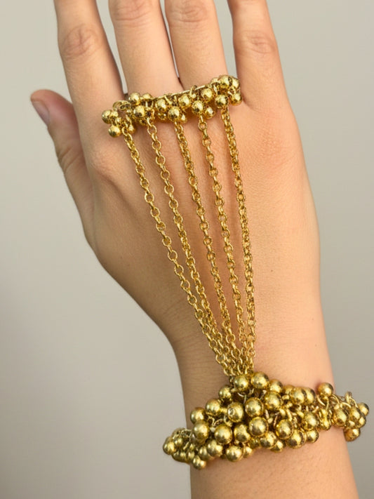 Gold Plated Hathphool Ring Bracelet(One Hand Only)