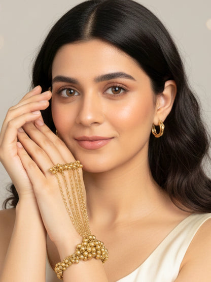 Gold Plated Hathphool Ring Bracelet(One Hand Only)