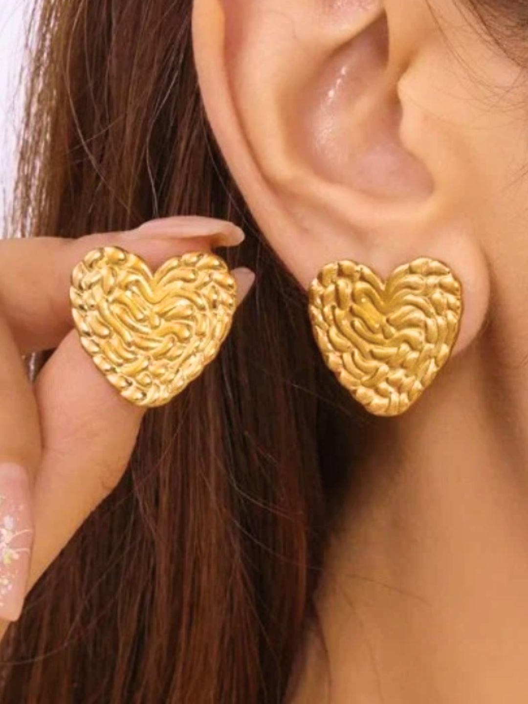 VIVAZS 18K PVD Gold Plated Heart Stud earrings