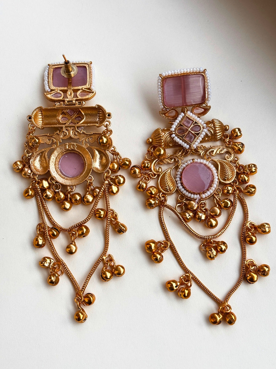 VIVAZS Kashmiri Long Drop Earrings (Pink)