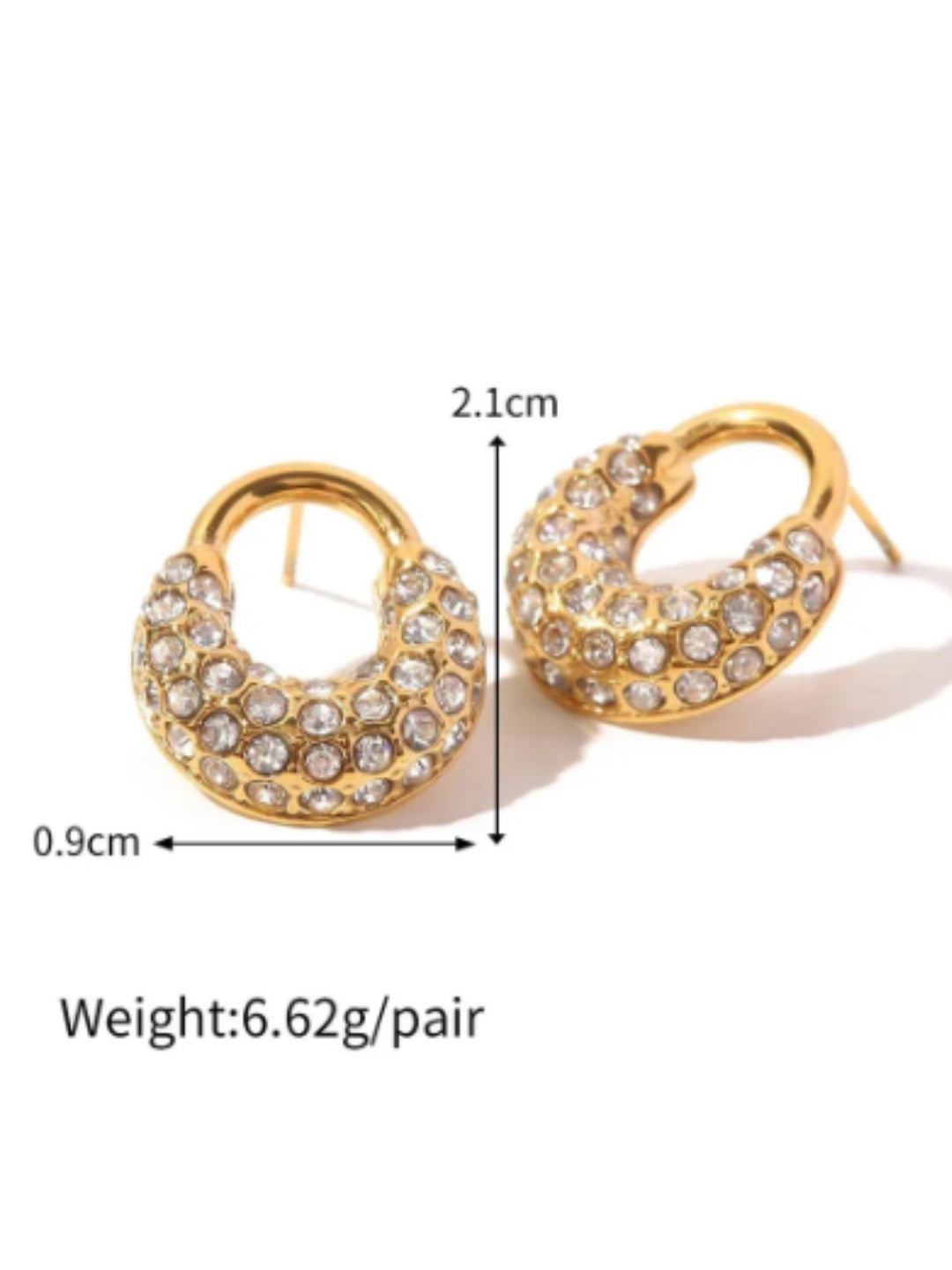 VIVAZS 18K PVD Gold Plated Cubic zirconia stud earrings