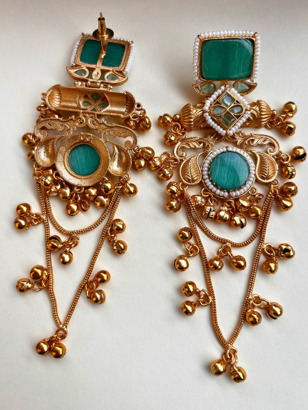 VIVAZS Kashmiri Long Drop Earrings (Mint)