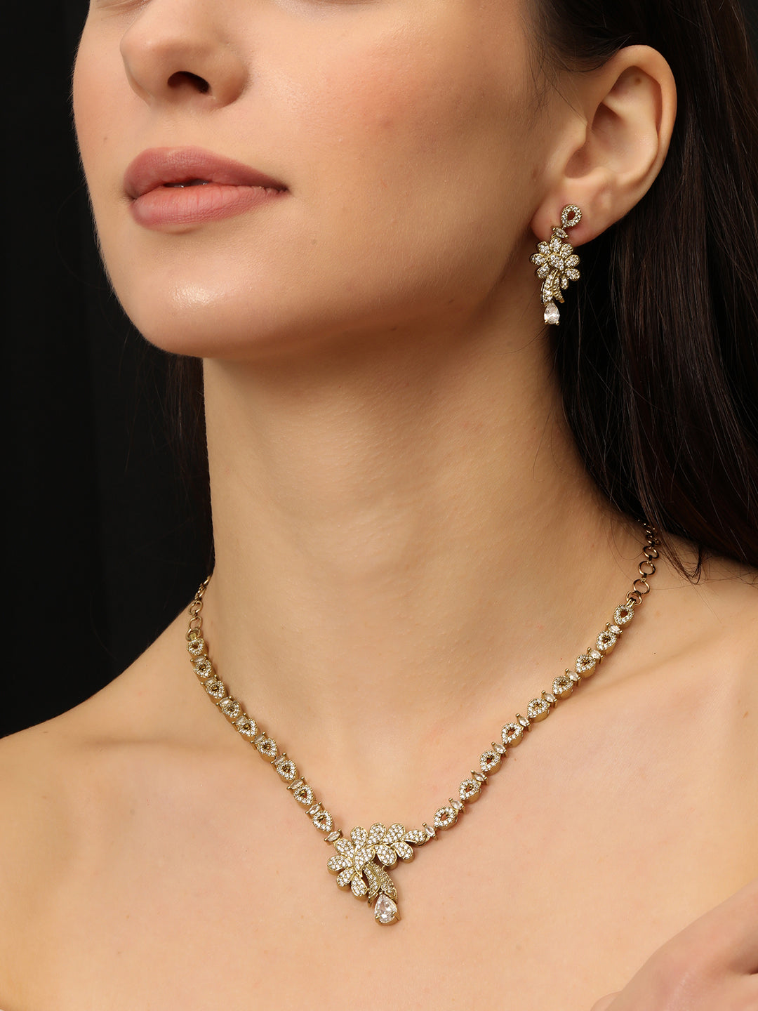 Gold-Plated AD-Studded Jewellery Set