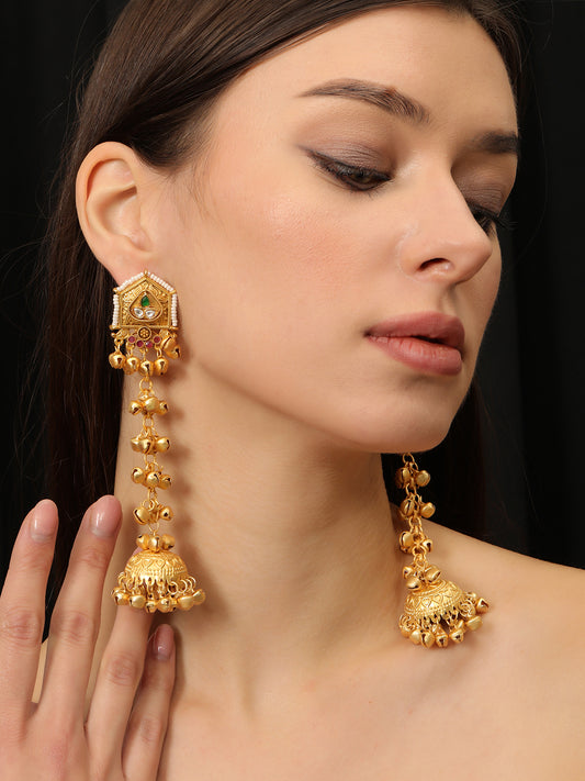 VIVAZS Kashmiri Long Drop Jhumka Earrings